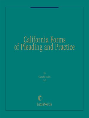 cover image of California Forms of Pleading and Practice